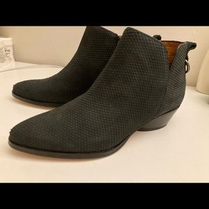 Franco Sarto black snake scale booties